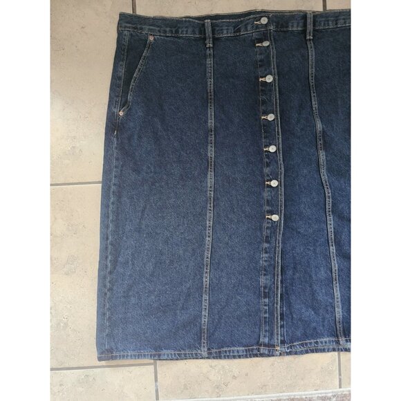 Old Navy Button Front A-line Cotton High Rise Denim Jean Skirt Plus Size 28 4X - Picture 4 of 12